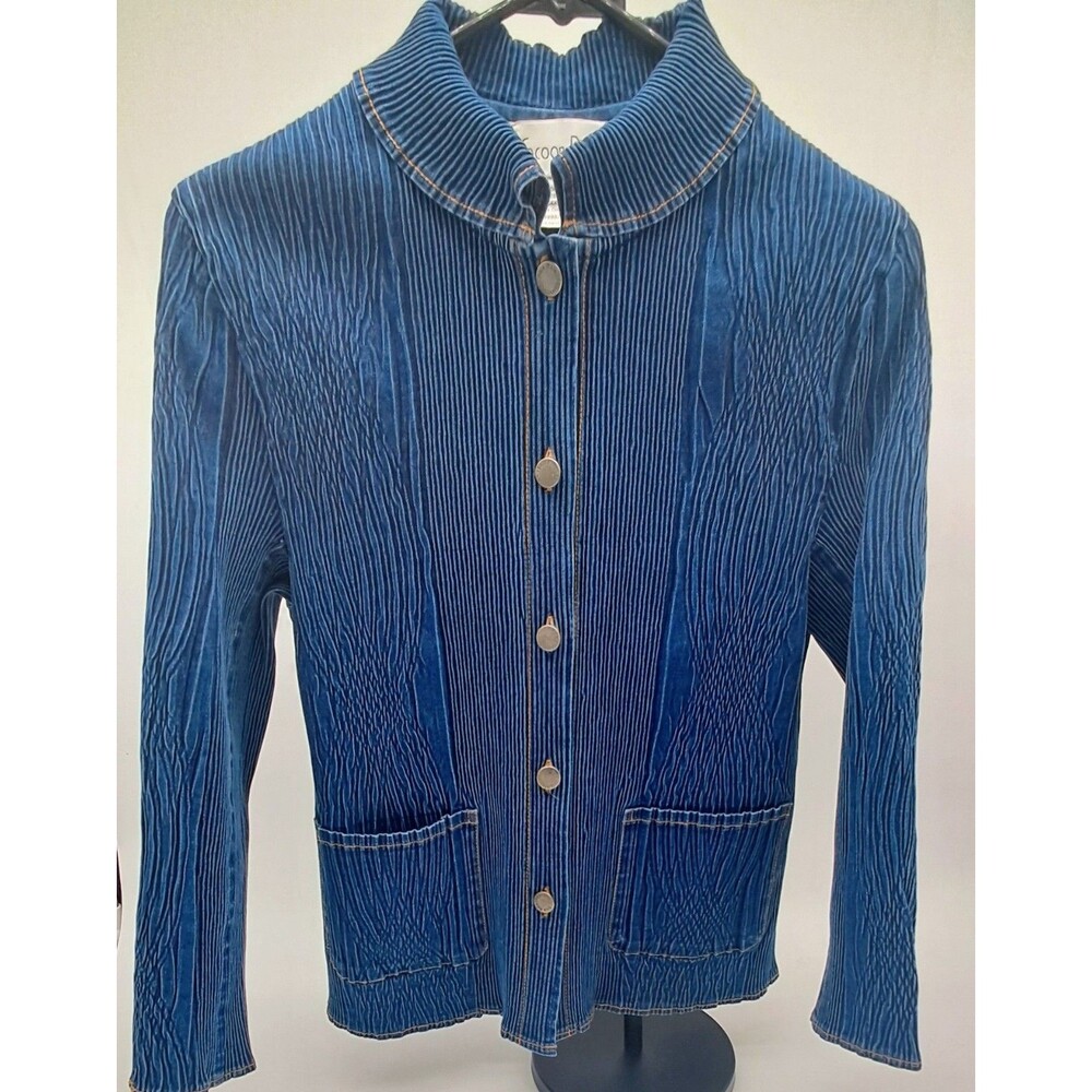 Vintage Cocoon Bay Crinkle Denim Jacket Small Blue Artsy Lagenlook Bala Bala